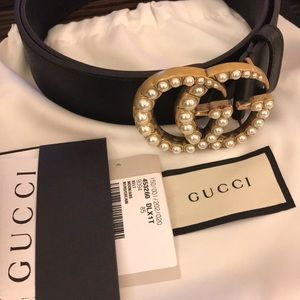 Authentic Gucci Leather Belt Pearl 